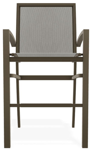 Kendall Sling Bar Height Stackable Outdoor Stool, Augustine Oyster/Beachwood