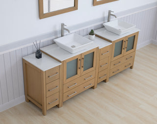 Vanity Art Vanity Set With Vessel Sink, Natural Oak, 84", Standard Mirror