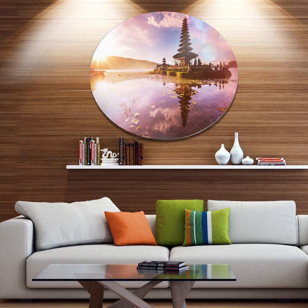 Beautiful Ulun Danu Temple, Landscape Large Disc Metal Wall Art, 36"
