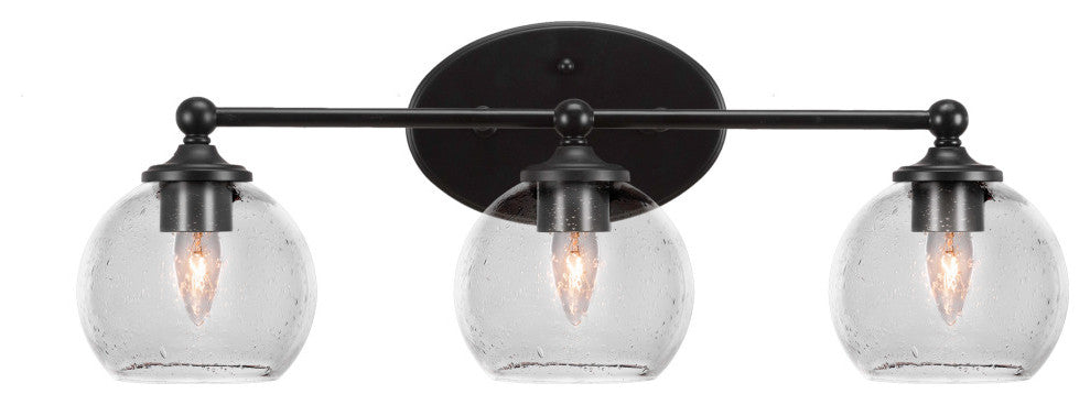 Capri 3-Light Bath Bar, Matte Black/Clear Bubble