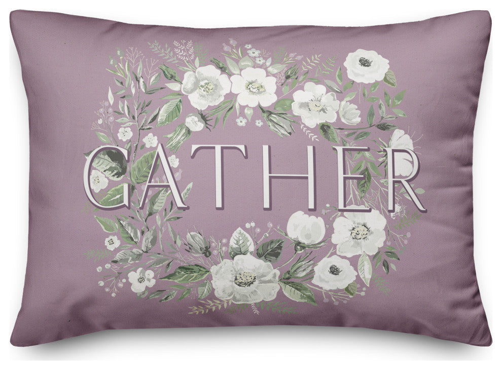Light Floral Wreath Gather 14x20 Spun Poly Pillow