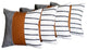 Set of 4 Blue and White Stripes With Faux Leather Pillow Covers