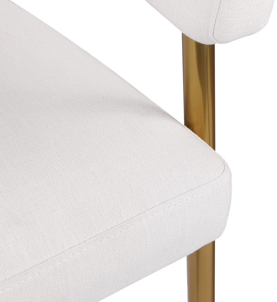 Creston Durable Linen Textured Fabric Upholstered Dining Chair, Cream