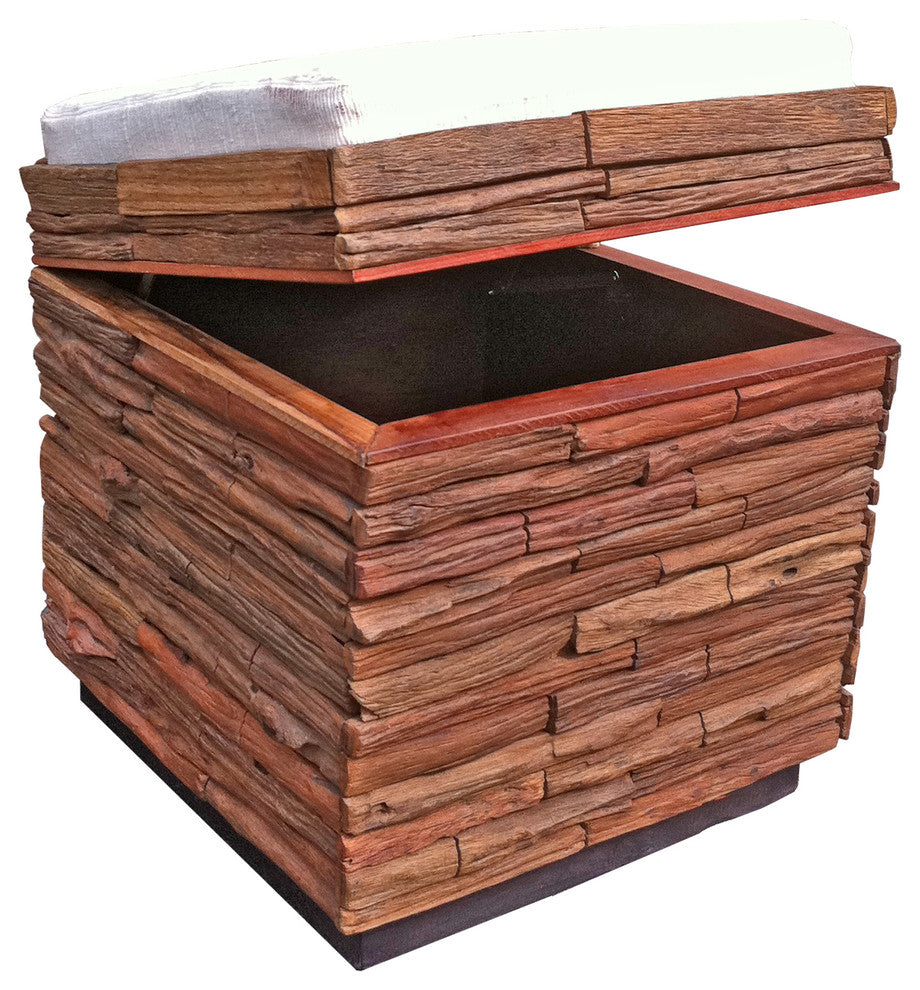 Lanna Reclaimed Wood Storage Stool