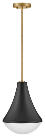 Lark Haddie 11" Modern Pendant Light, Black + Lacquered Brass