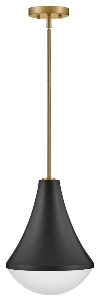 Lark Haddie 11" Modern Pendant Light, Black + Lacquered Brass
