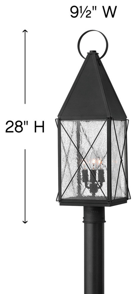 Hinkley York Large Post Top Or Pier Mount Lantern, Black