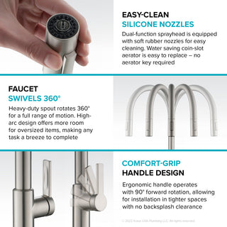 Oletto Pull-Down 1-Hole Kitchen Faucet, Matte Black/Spot Free Black Stainless