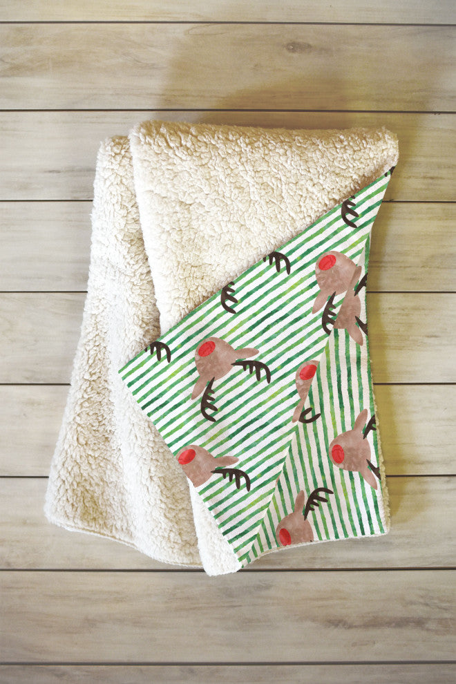 Little Arrow Design Co Watercolor Rudolf Fleece Throw Blanket, Medium
