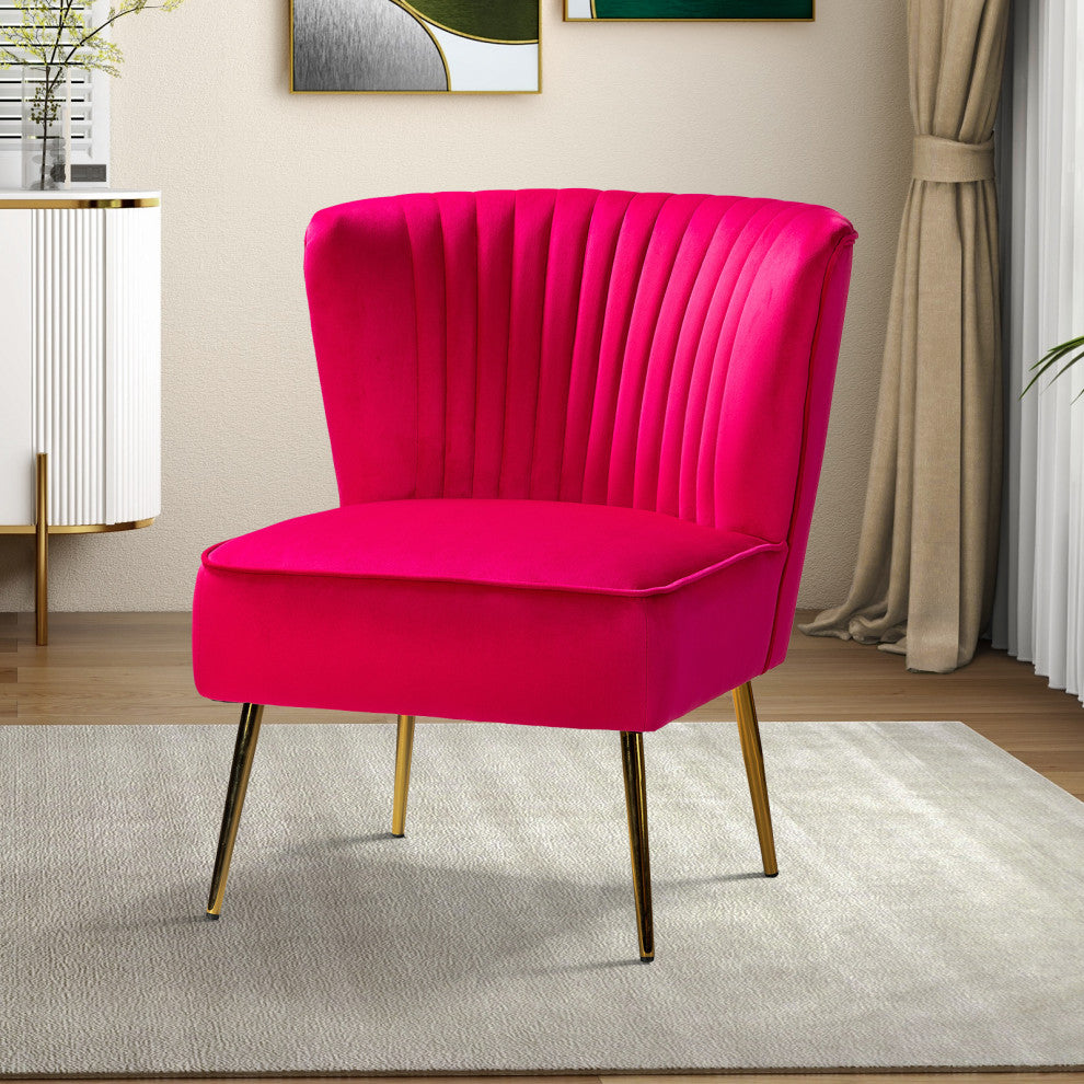 Velvet Accent Dining Chair, Fuchsia