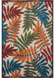 10' X 13' Beige Green And Orange Floral Non Skid Indoor Outdoor Area Rug