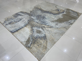 Hand-Knotted Wool Gray Silver Transitional Abstract Traditional Knot Rug, 7'10 X 10'