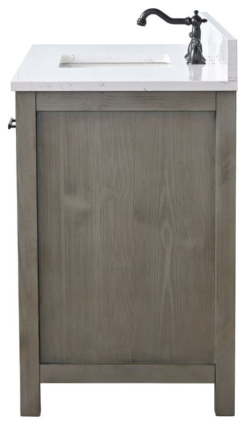 Jasper 48" Bathroom Vanity, Textured Gray, Ariston White Engineered Stone Top
