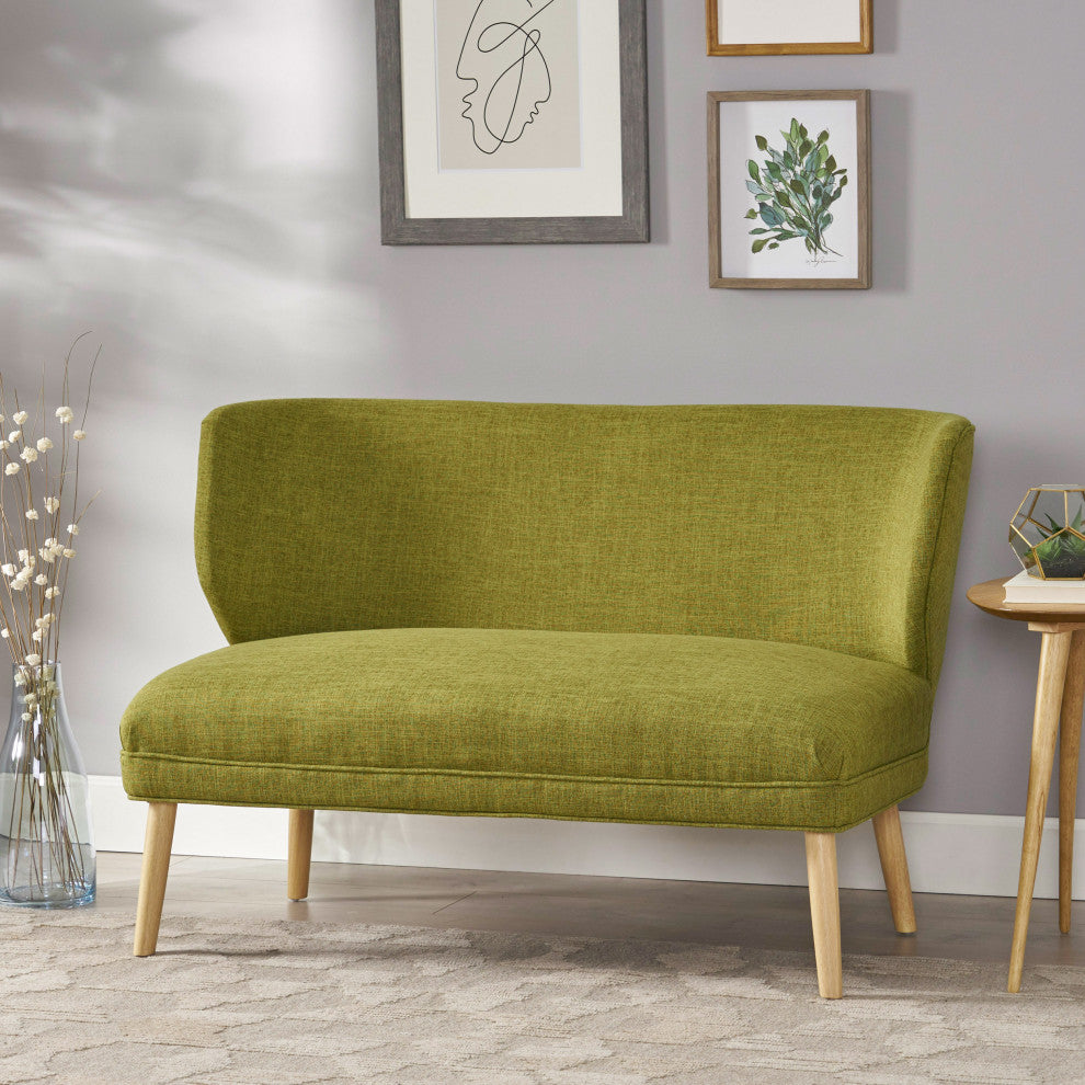 GDF Studio Dumont Mid Century Modern Fabric Loveseat Sofa Settee, Green