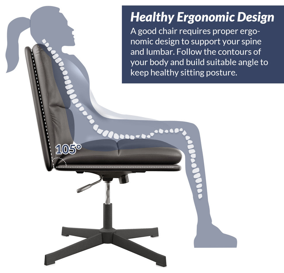 Swivel PU Leather Office Chair with Height Adjustment and Tilt Function, Gray