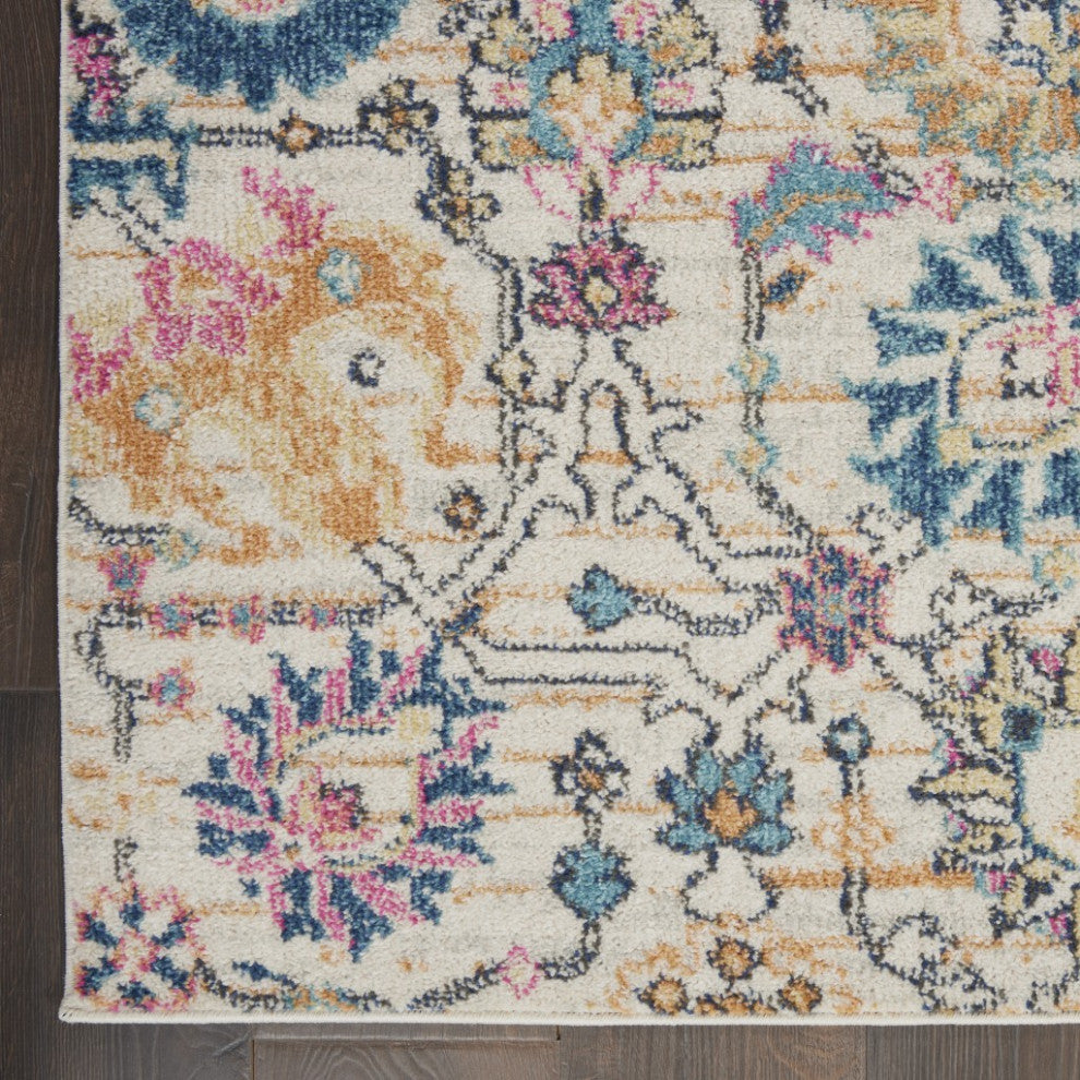 7 x 10 Ivory and Multicolor Floral Buds Area Rug