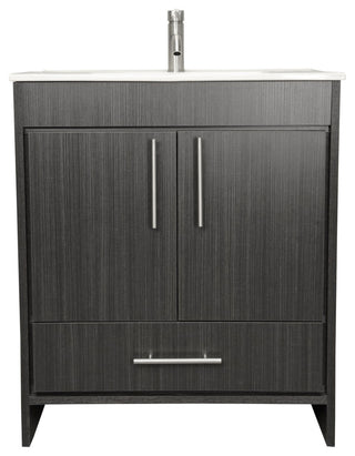 Pacific 30" Vanity With Integrated Ceramic Top and Brushed Nickel Handles, Black