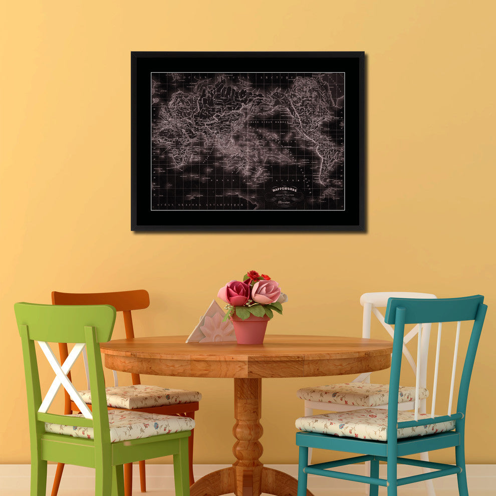 World Vintage Vivid Sepia Map Canvas, 28"x37"