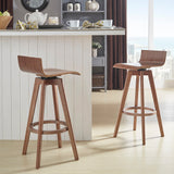 Tori, Mid-Century Modern Swivel Stool, Set of 2, Walnut, 29"