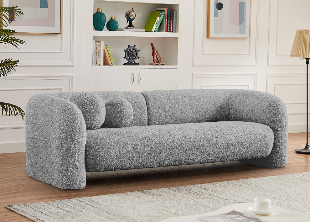 Emory Boucle Fabric Upholstered Upholstered Sofa, Grey