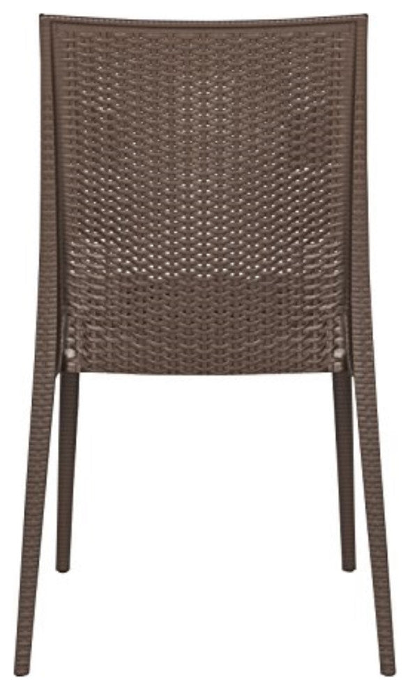 LeisureMod Weave Mace Indoor/Outdoor Dining Chair, Armless, Set of 4