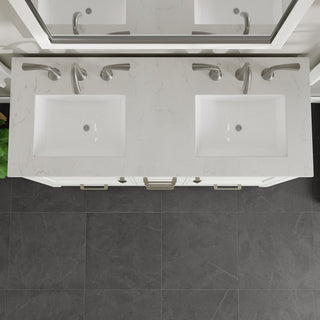 Eviva Aberdeen 48"Wx22"D Double Sink Bathroom Vanity, Quartz Countertop