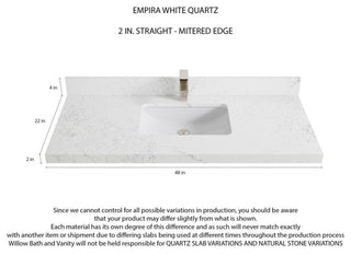Sonoma 48 Single Sink Reeded Bath Vanity in Black 2" Empira White