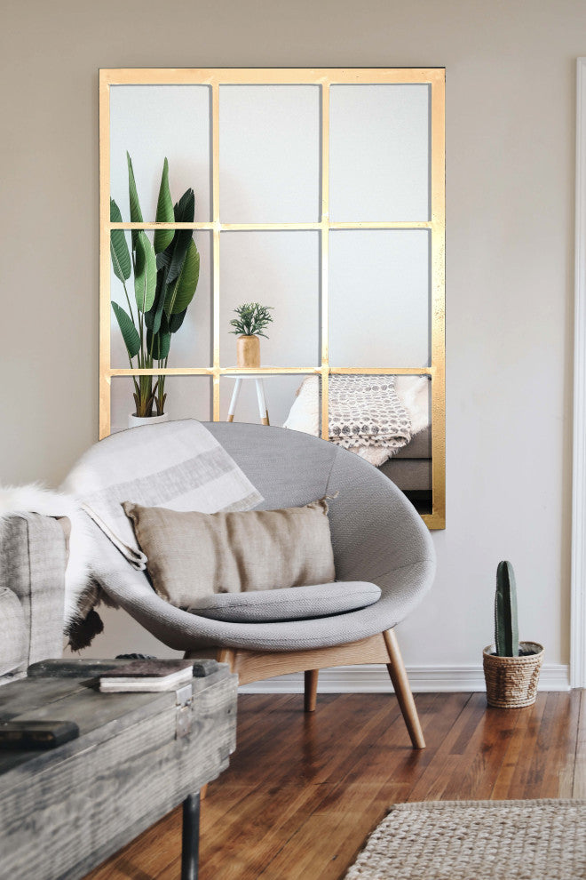 Decorative Window Mirror 36x28", Gold