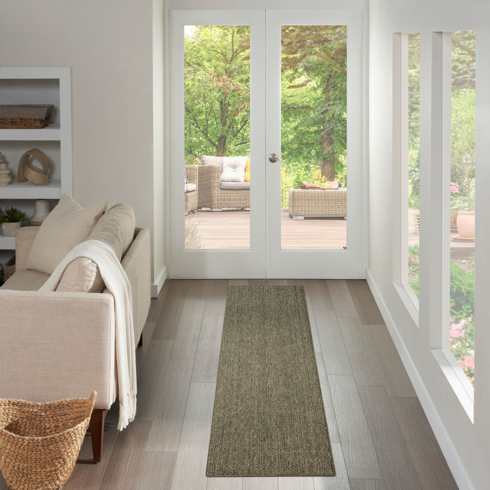 Nourison Tulum 2'2" x 8' Olive Outdoor Rug