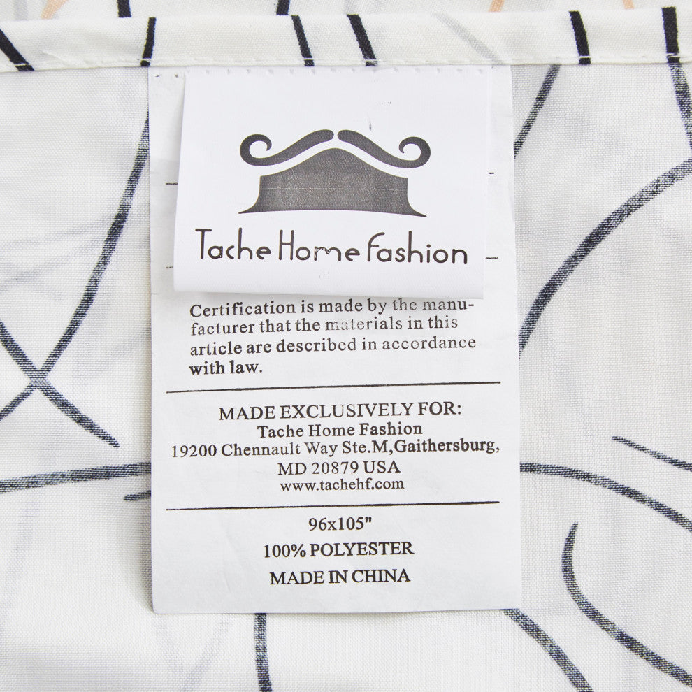Tache Modern Leaf Foliage Abstract Floral White Grey Black Top Flat Sheet, Twin