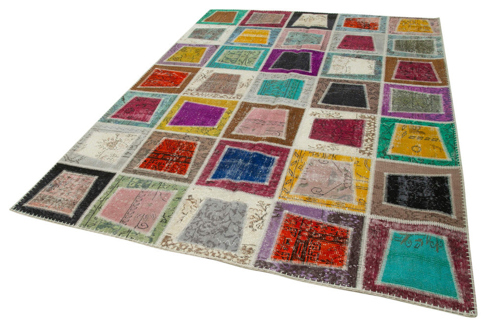 Rug N Carpet - Hand-Knotted Anatolian 6' 7" x 9' 2" Rustic Patchwork Area Rug