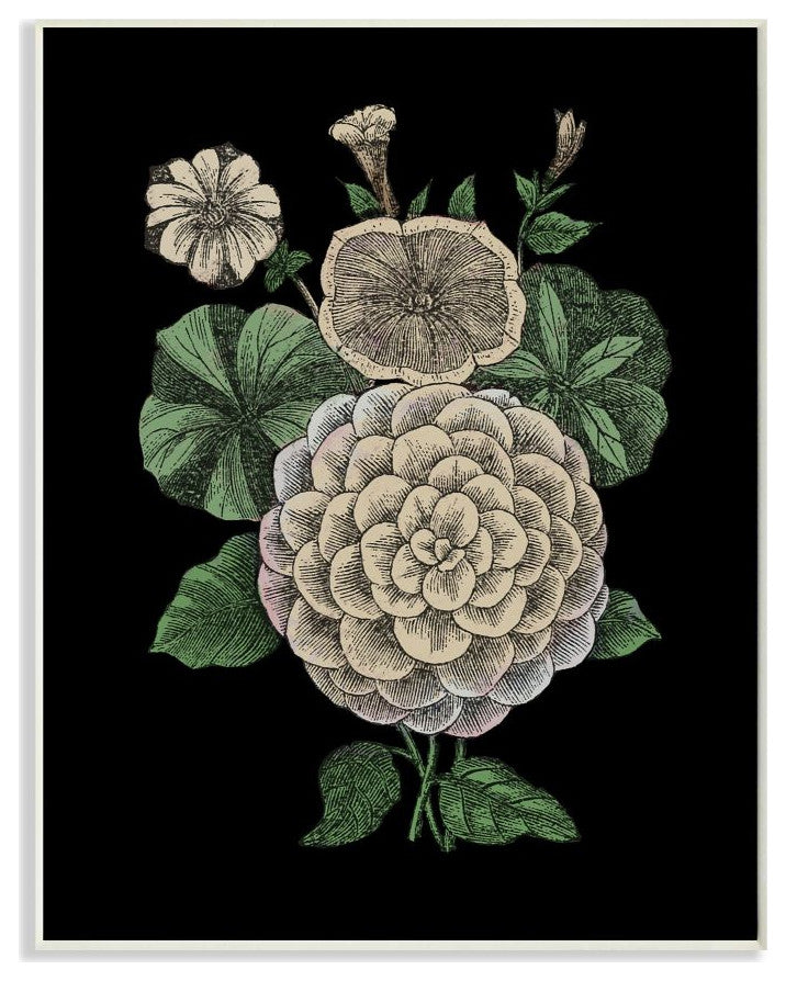 Yellow Flowers On Black Drawing Design, 13"x19"