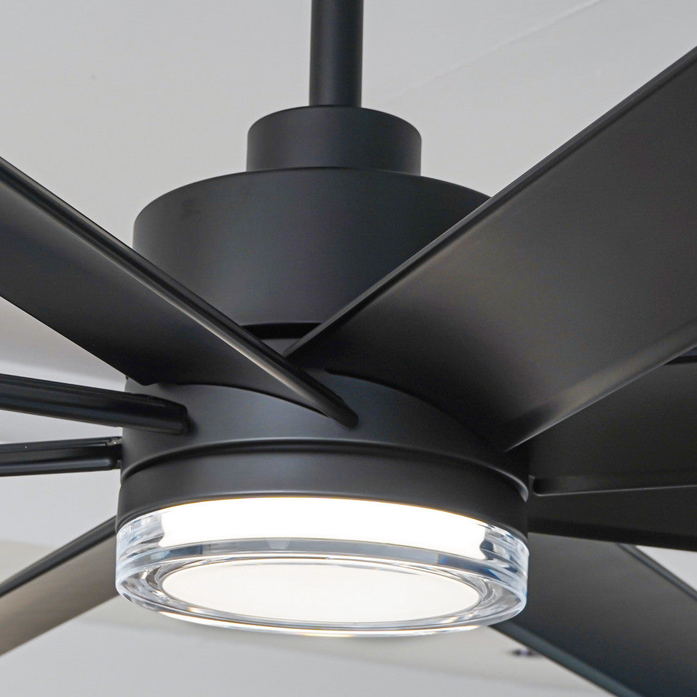 72-inch Modern Black Industrial LED Smart Ceiling Fan with Remote