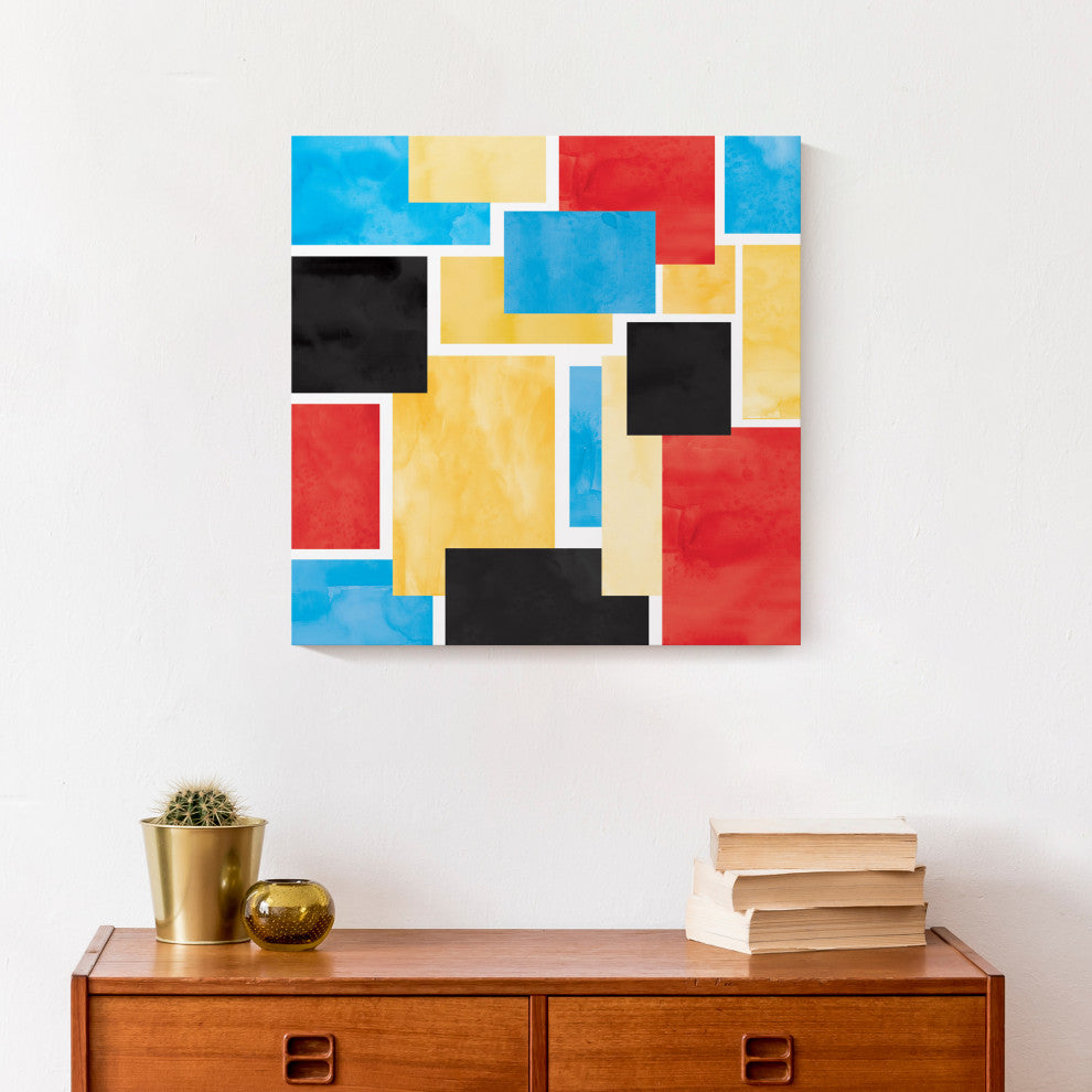 Colorful Primary Abstract 16"x16" Canvas Wall Art