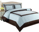 Hotel 100% Cotton Duvet Cover Set, Blue and Chocolate, Full/Queen