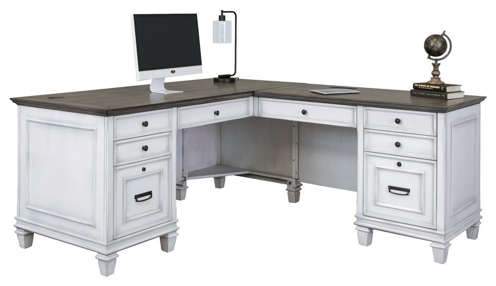 Martin Furniture Hartford L-Shaped Desk, White