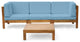 4 Pieces Patio Set, Cushioned Sectional Sofa & Table, Teak/Blue