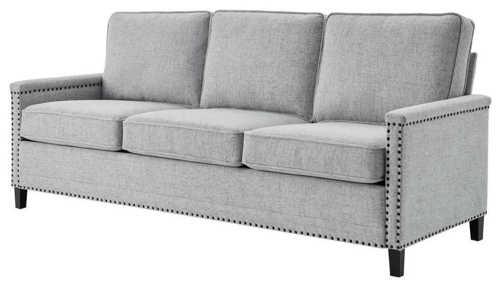 Sofa, Fabric, Grey Gray, Modern, Living Lounge Room Hotel Lobby Hospitality