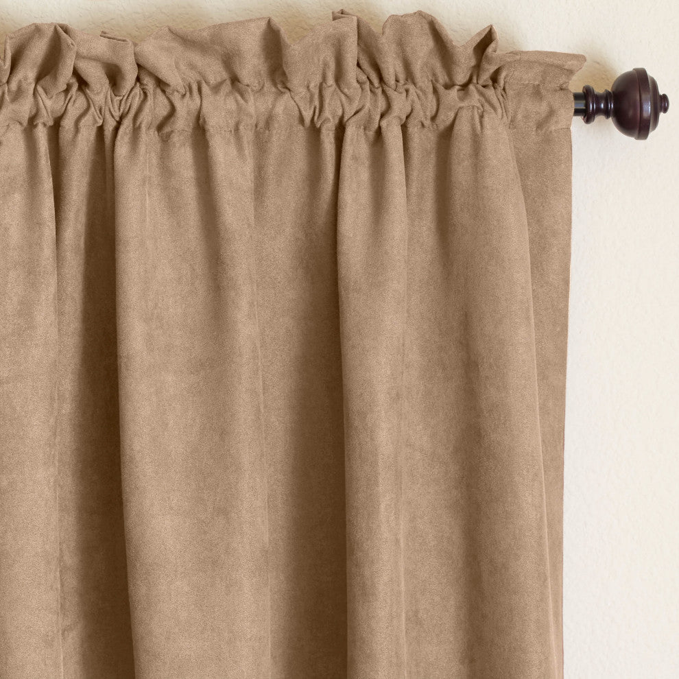 108"x52" Microsuede Blackout Curtain Panels, Set of 2, Java