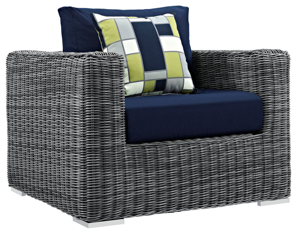 Gray Navy Summon 7-Piece Outdoor Patio Sunbrella Sectional Set
