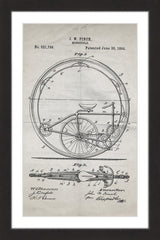 "Monocycle 1894 Old Paper" Framed Painting Print
