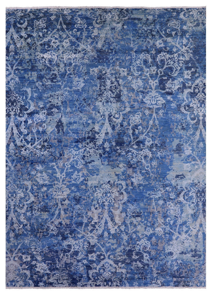 8' 9" X 12' 1" Modern Wool and Silk Handmade Rug Q10320