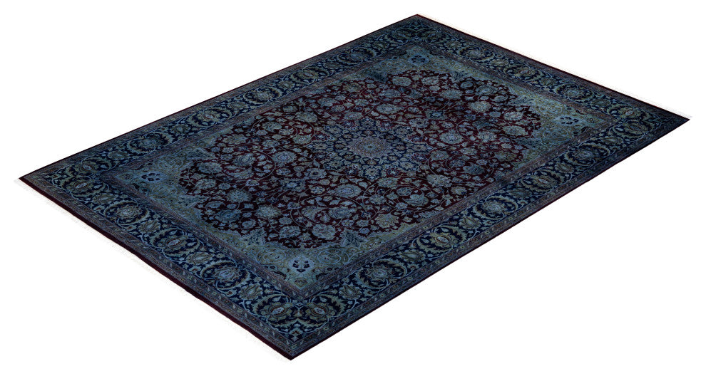 Fine Vibrance, One-of-a-Kind Hand-Knotted Area Rug Blue, 6' 3" x 9' 0"