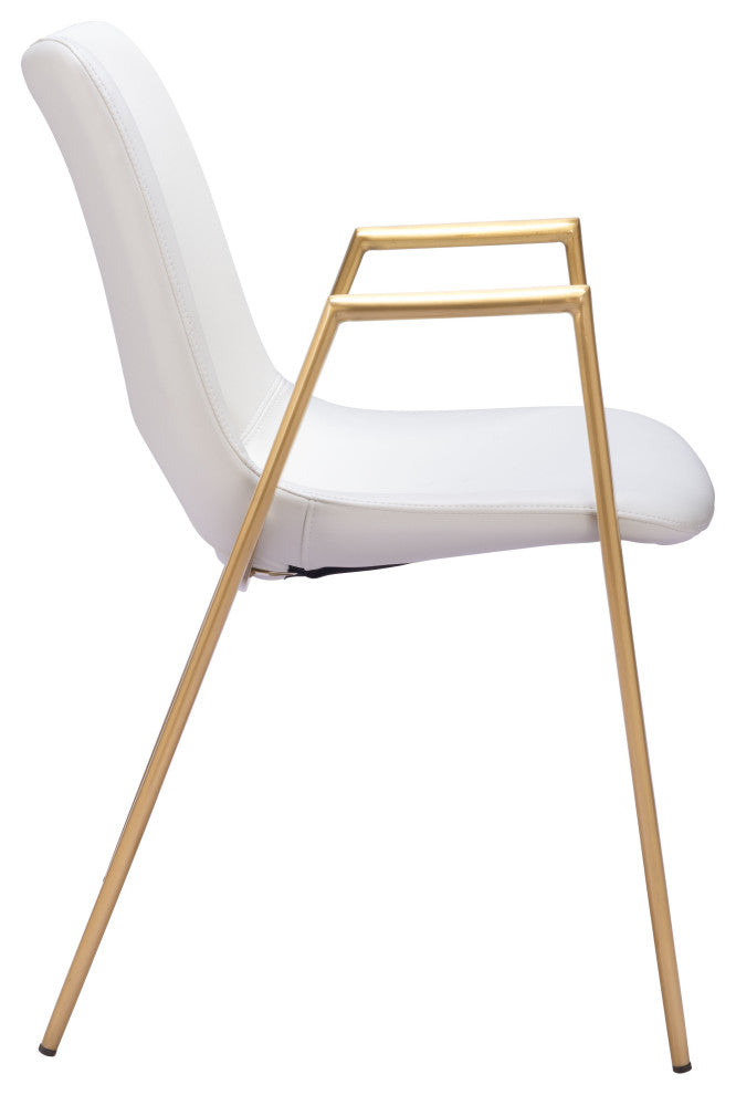 Desi Dining Chair, Set of 2 White/Gold