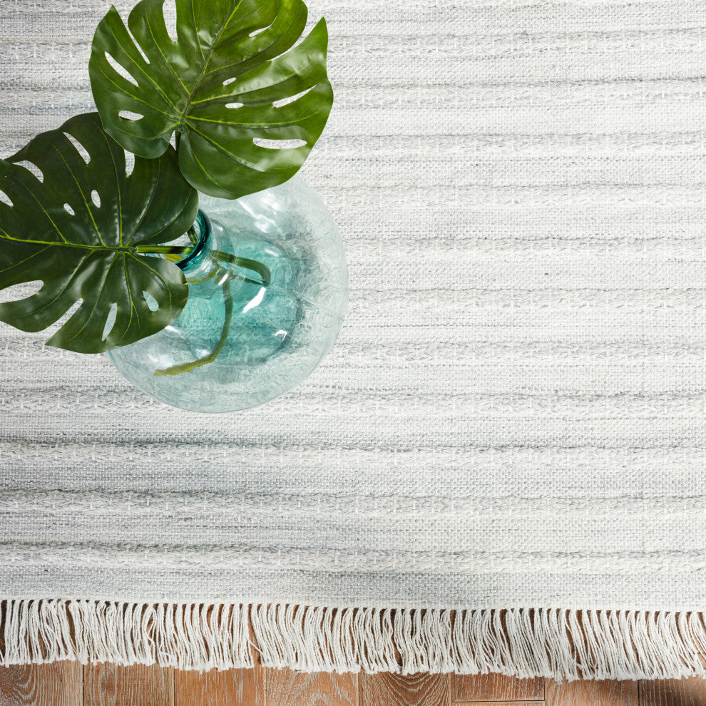 Jaipur Living Torre Indoor/Outdoor Solid Light Gray/Cream Area Rug, 3'x10'