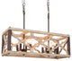 LNC 8-Light Distressed Wood 27.5" Chandelier, Rectangle, Farmhouse