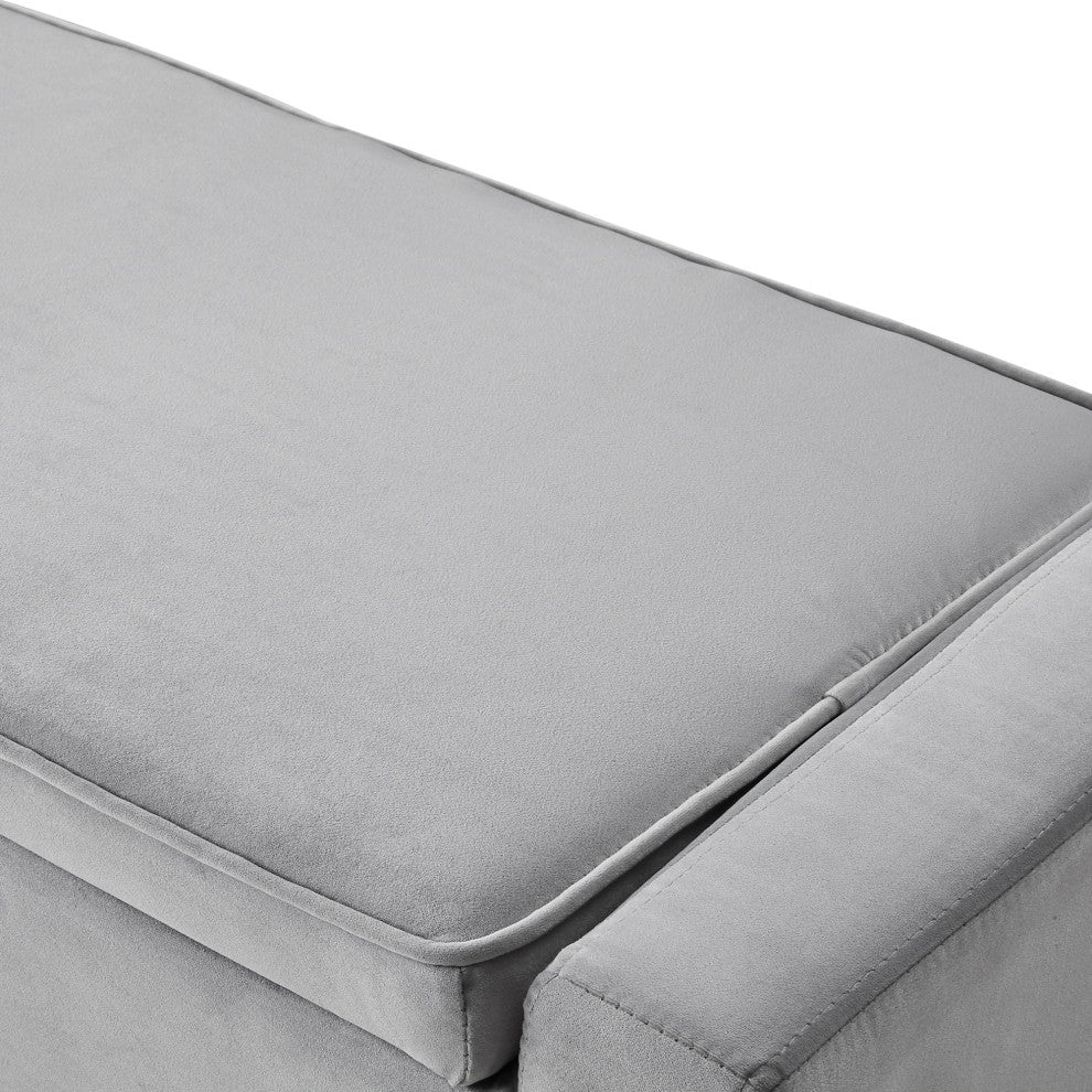 Carter Velvet Upholstered Shoe Storage Bench, Gray