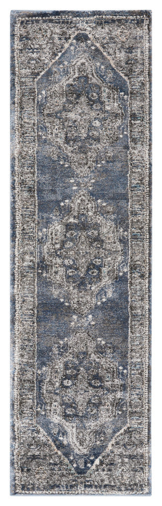 Nourison American Manor 2'2" x 7'6" Blue Bordered Indoor Rug