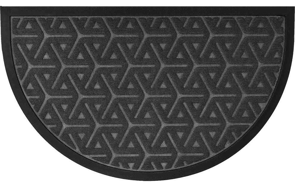Outdoor Wilson Half Round Front Door Mat Polyester Rubber Rug 30x18 Dark Gray
