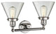 Large Cone 2-Light Bath Fixture, Clear Glass, Polished Nickel